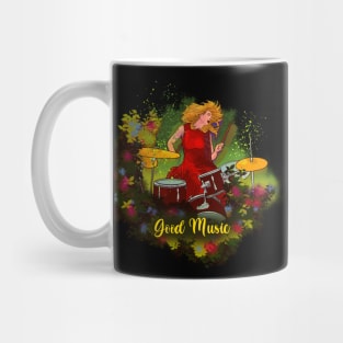 Woman playing drums. Good music Mug